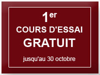 Premier cours d'essai gratuit jusqu'au 30 octobre