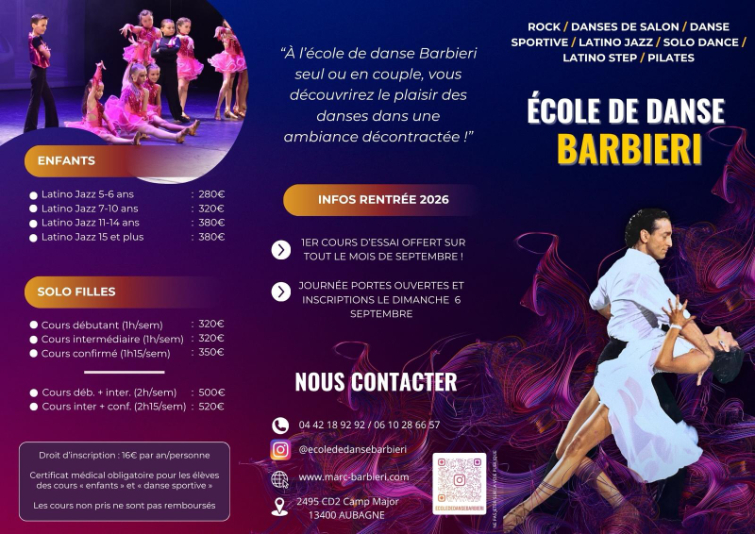 Tarifs - Ecole de Danse Barbieri